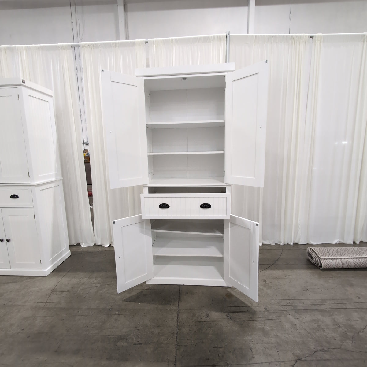 Homcom White Beadboard Pantry Cabinet with Drawers