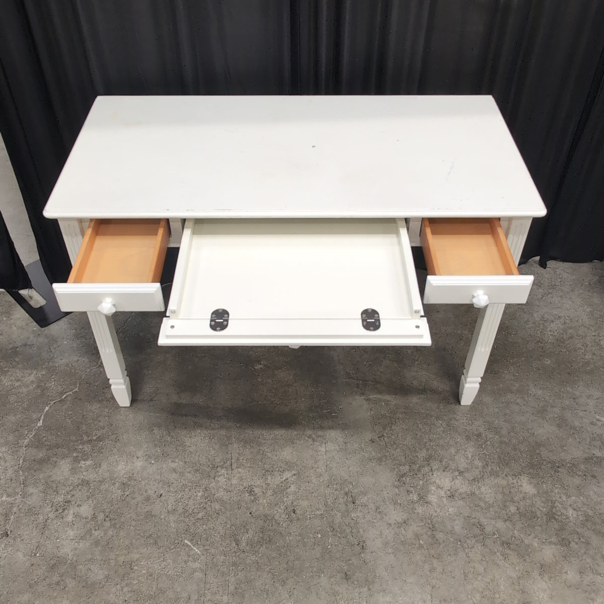 Cream Wood Two-Drawer Desk
