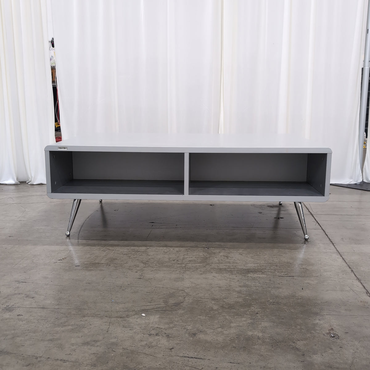 Light Gray Modern Coffee Table with Open Storage