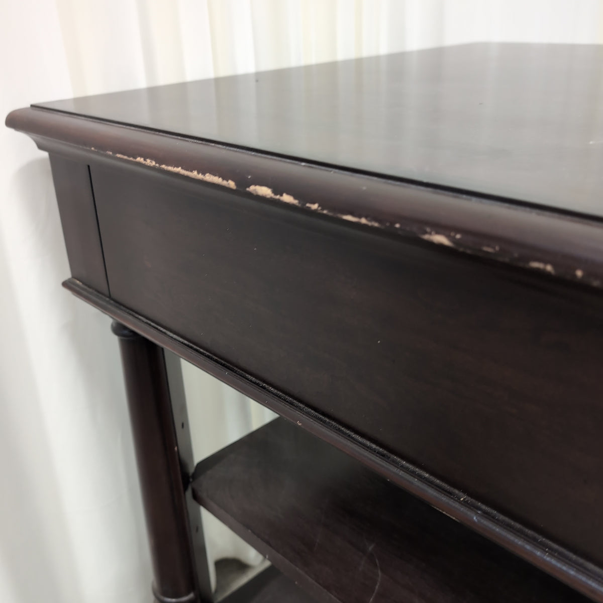 Dark Brown Wood End Table with Storage