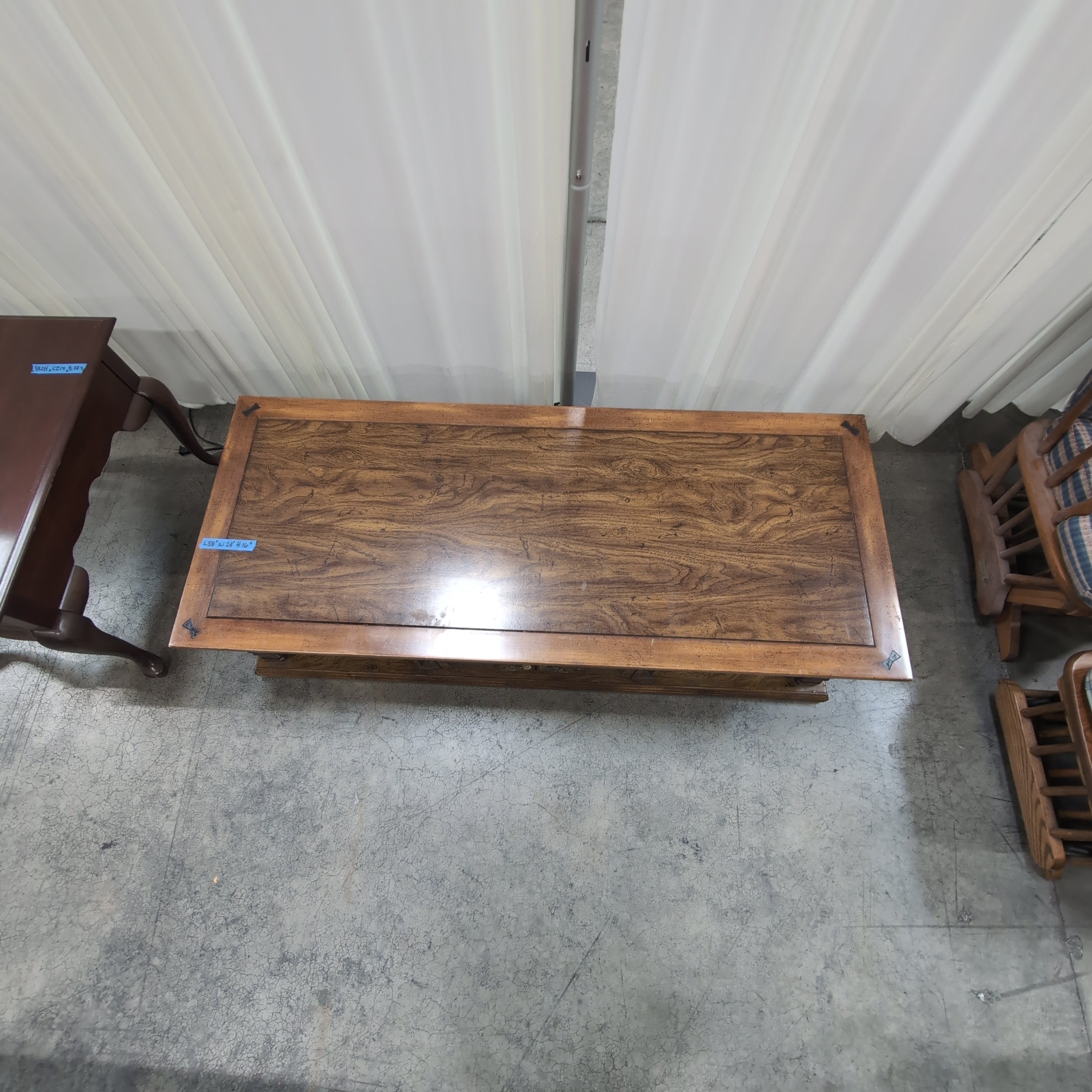 Traditional Dark Wood Coffee Table with Carved Details