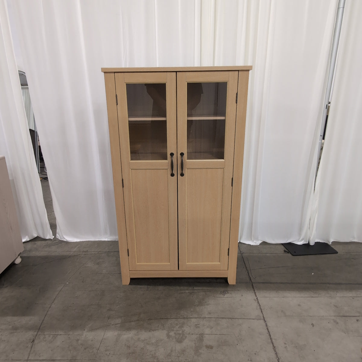 Two-Door Glass-Front China Cabinet in Light Wood