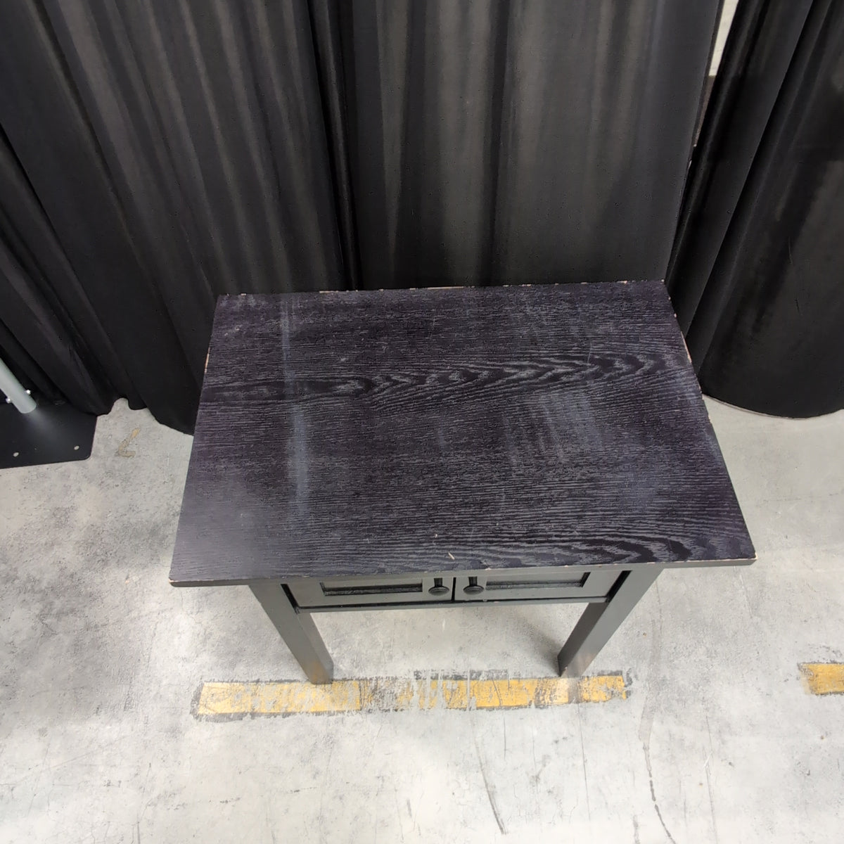 Black Finish Wood End Table with a Single Drawer