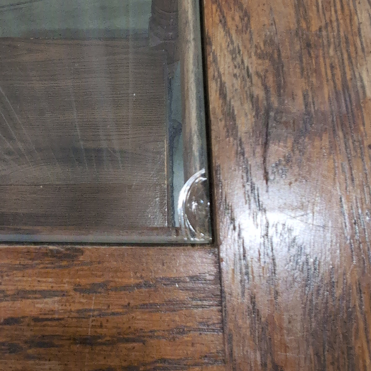 Medium Brown Wood End Table with Glass Top
