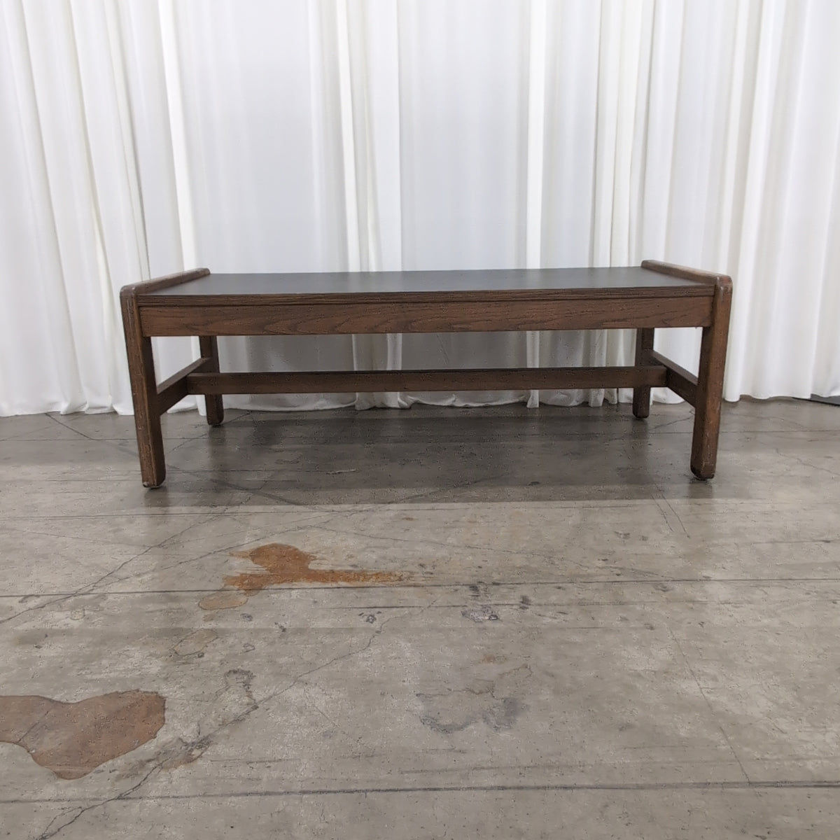 Brown Wood Console Table with Black Side Panel