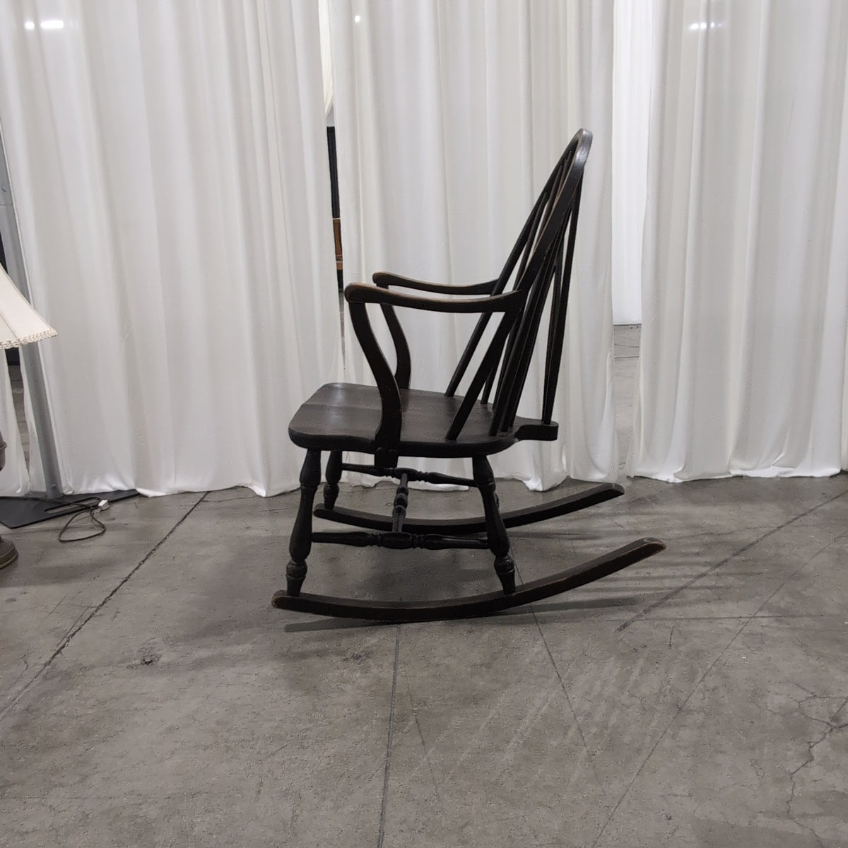 Webster Mfg. Co. Windsor Style Spindle Back Rocking Chair in Dark Wood
