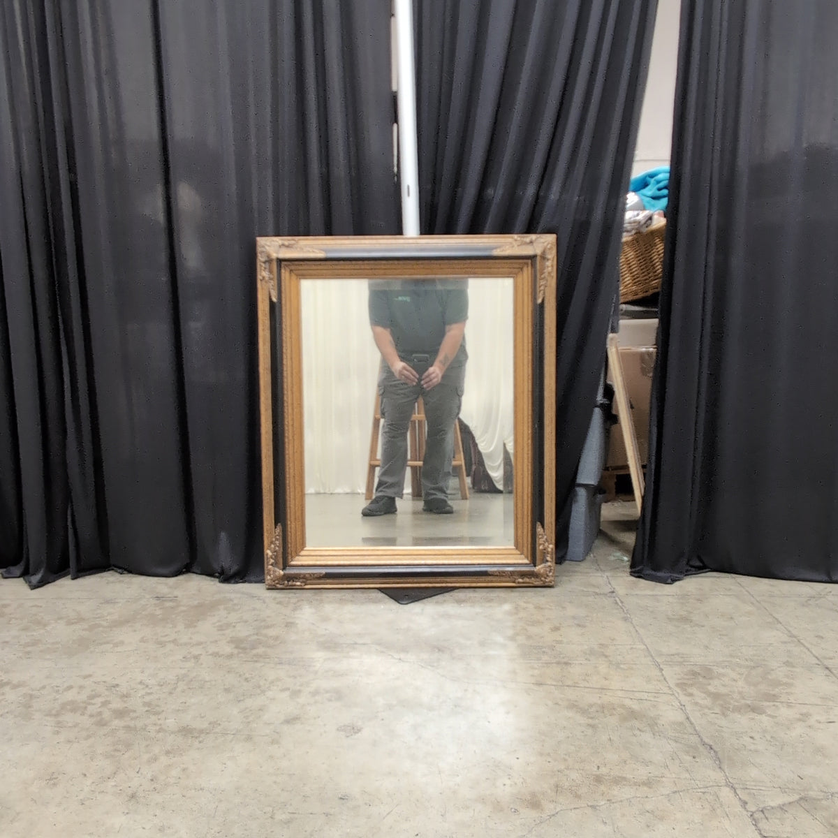 Ornate Gold Hardwood Rectangular Mirror