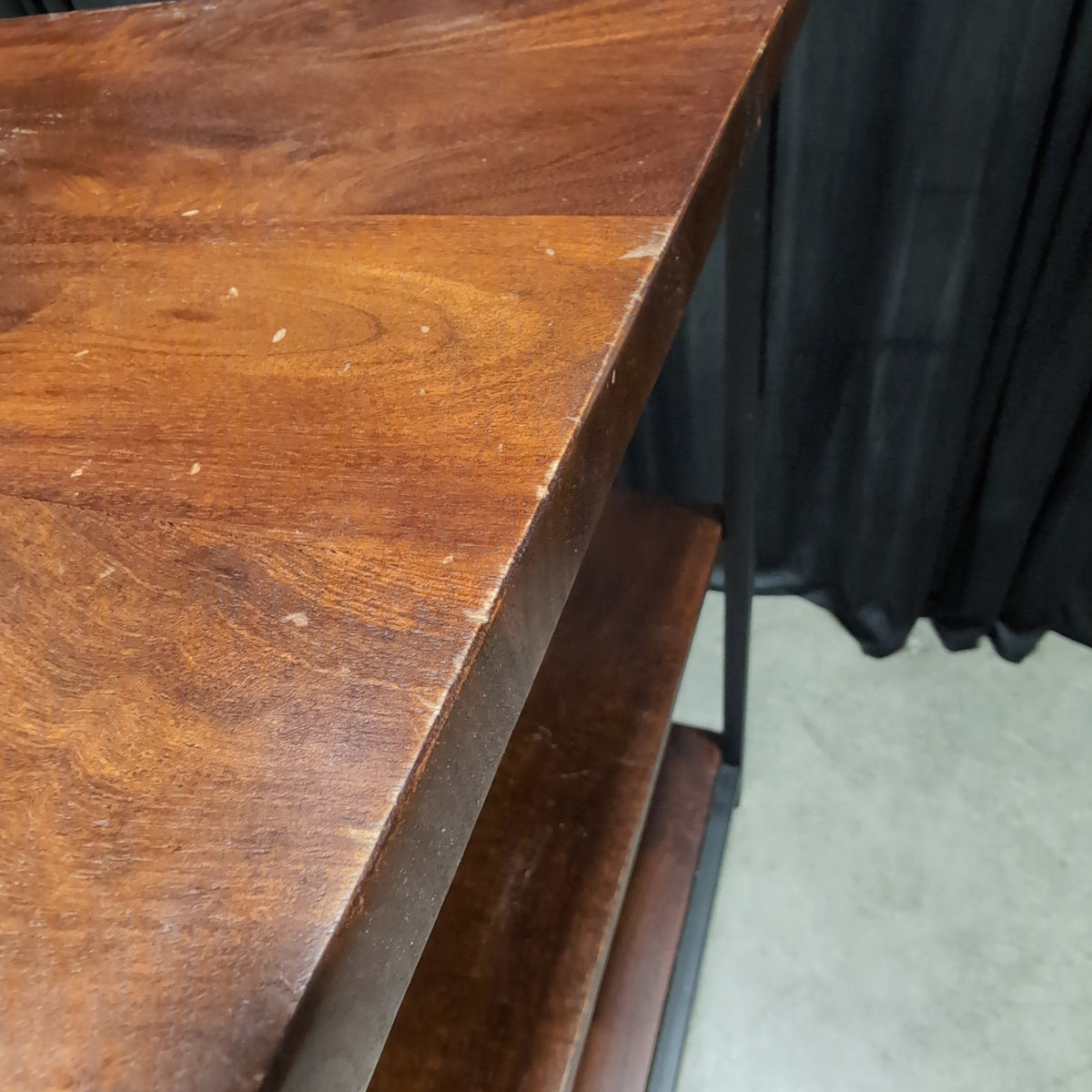 Dark Wood and Black Metal Desk with Shelves