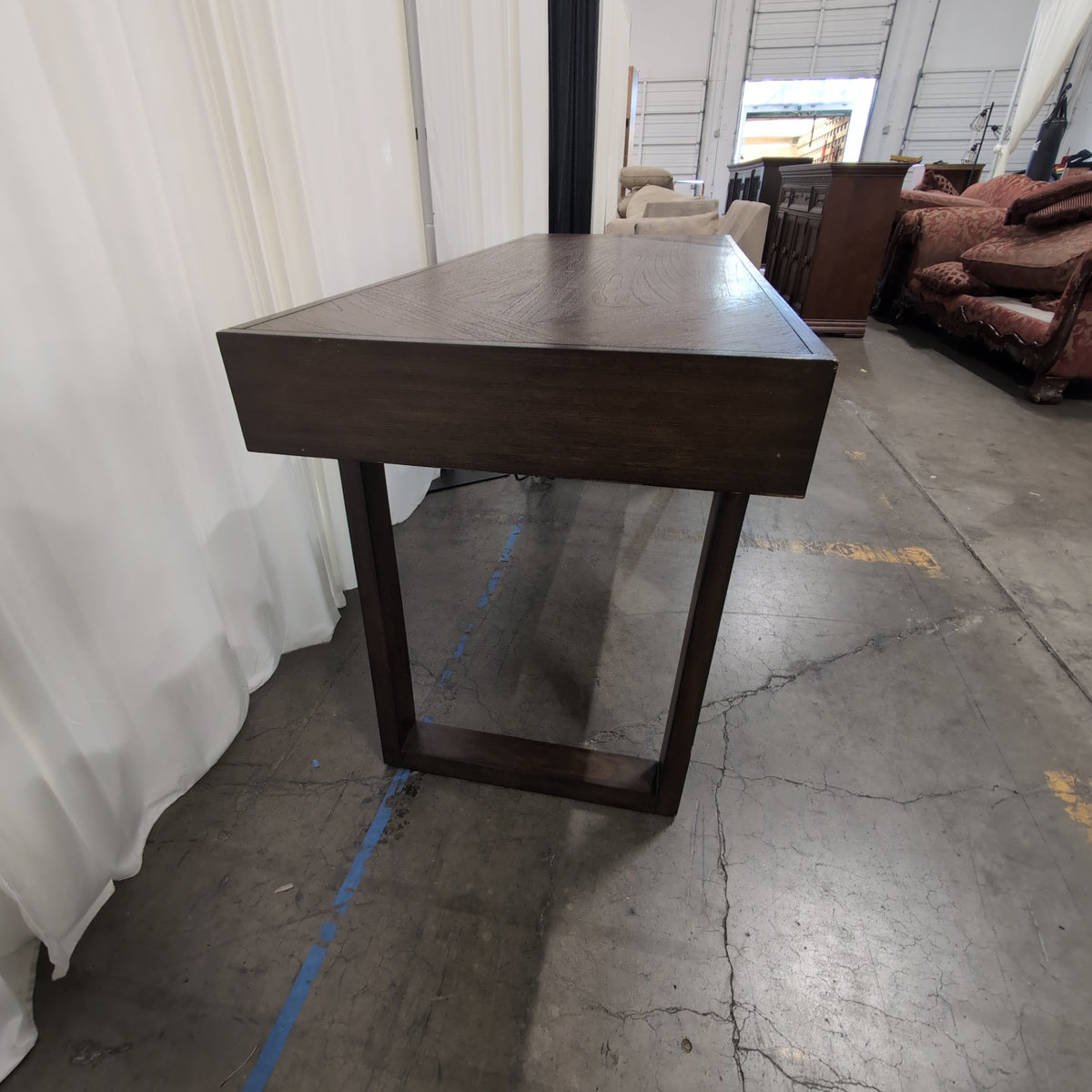 Dark Wood Writing Desk with a Patterned Top
