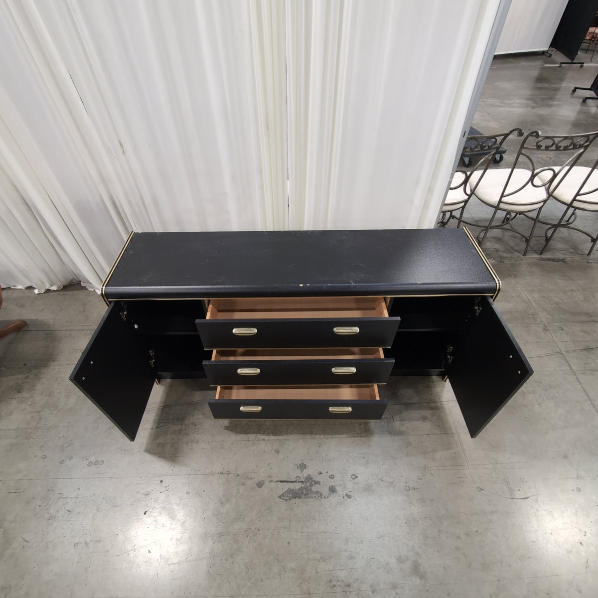 Dynamic Furniture Corp-Black Storage Buffet with Gold-Tone Hardware
