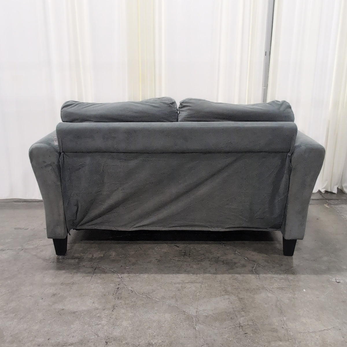 Grey Fabric Rolled Arm Couch