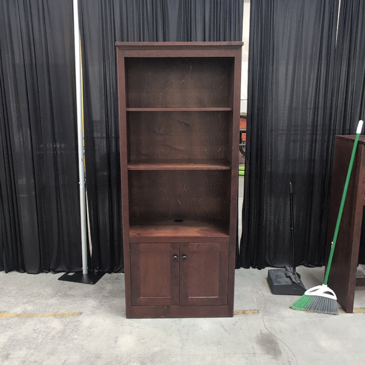 Traditional Dark Wood Bookcase with Cabinet Doors