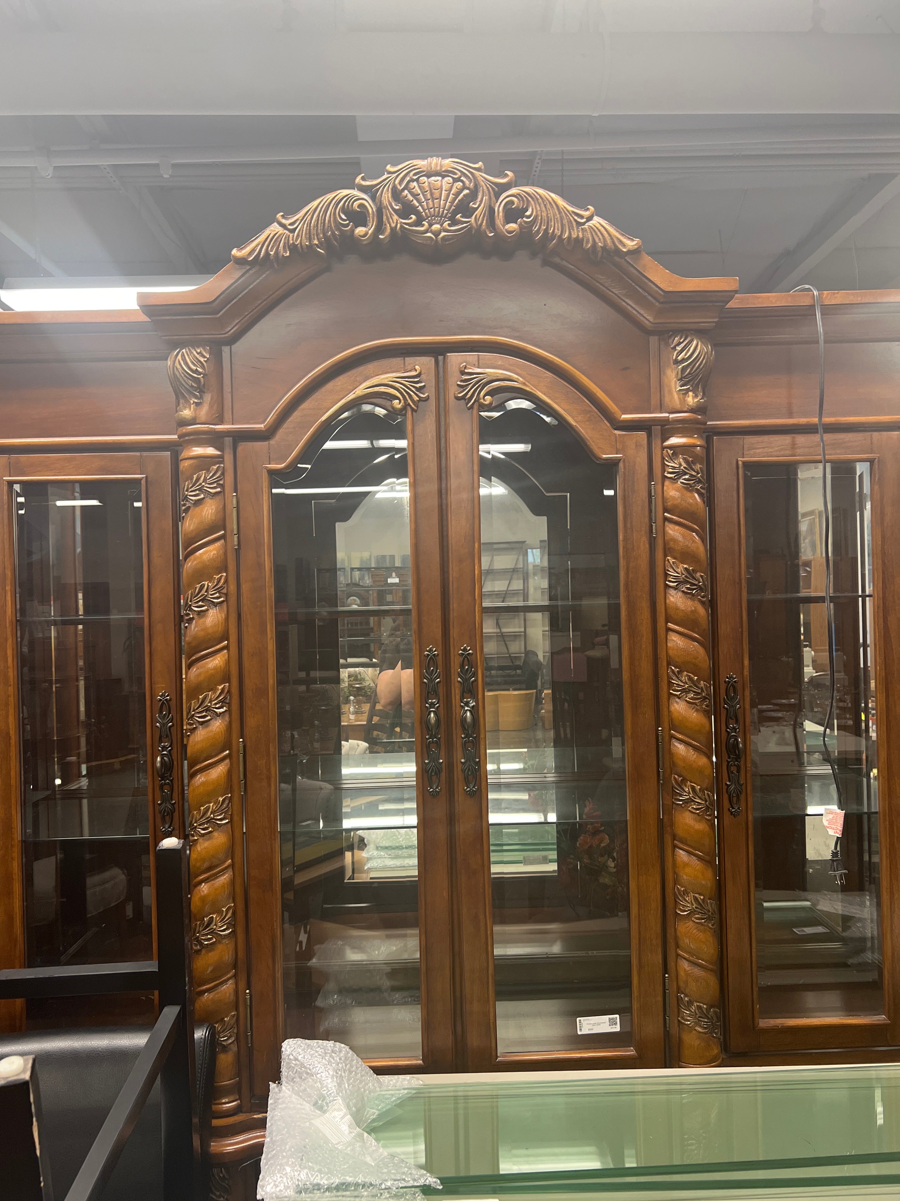 Poundex Ornate Gold-Accented China Cabinet