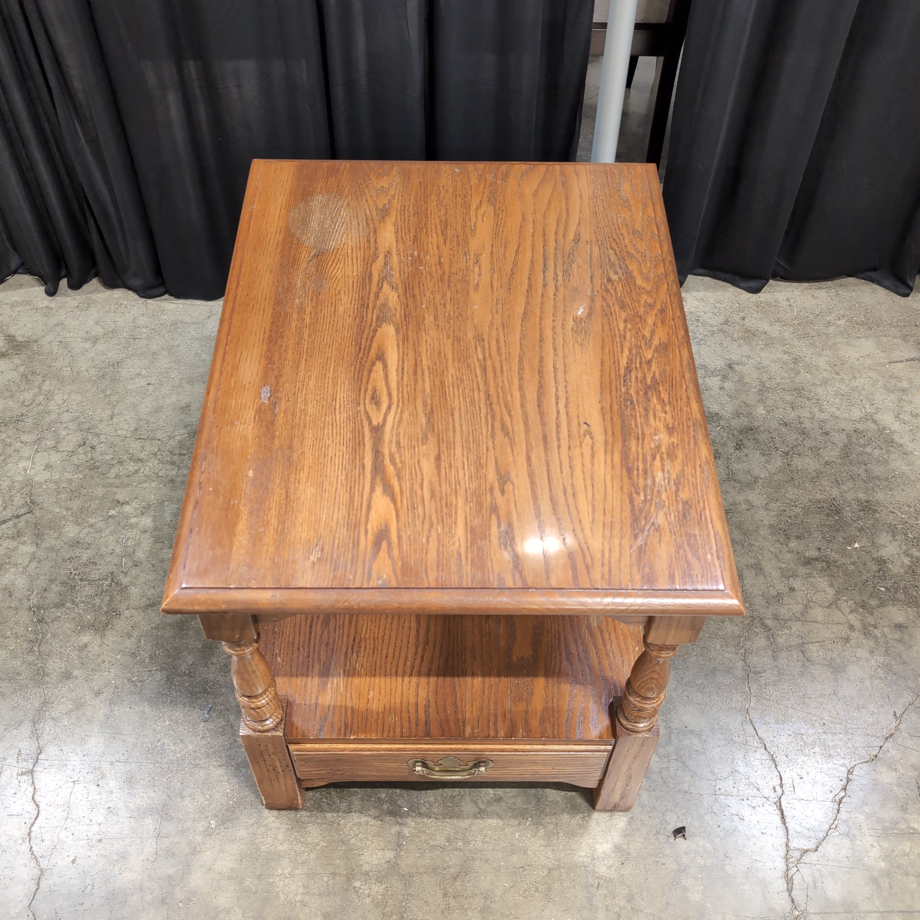 Traditional Brown Wood End Table with Drawer
