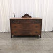 Vintage Brown Wood Three-Drawer Dresser with Carved Details