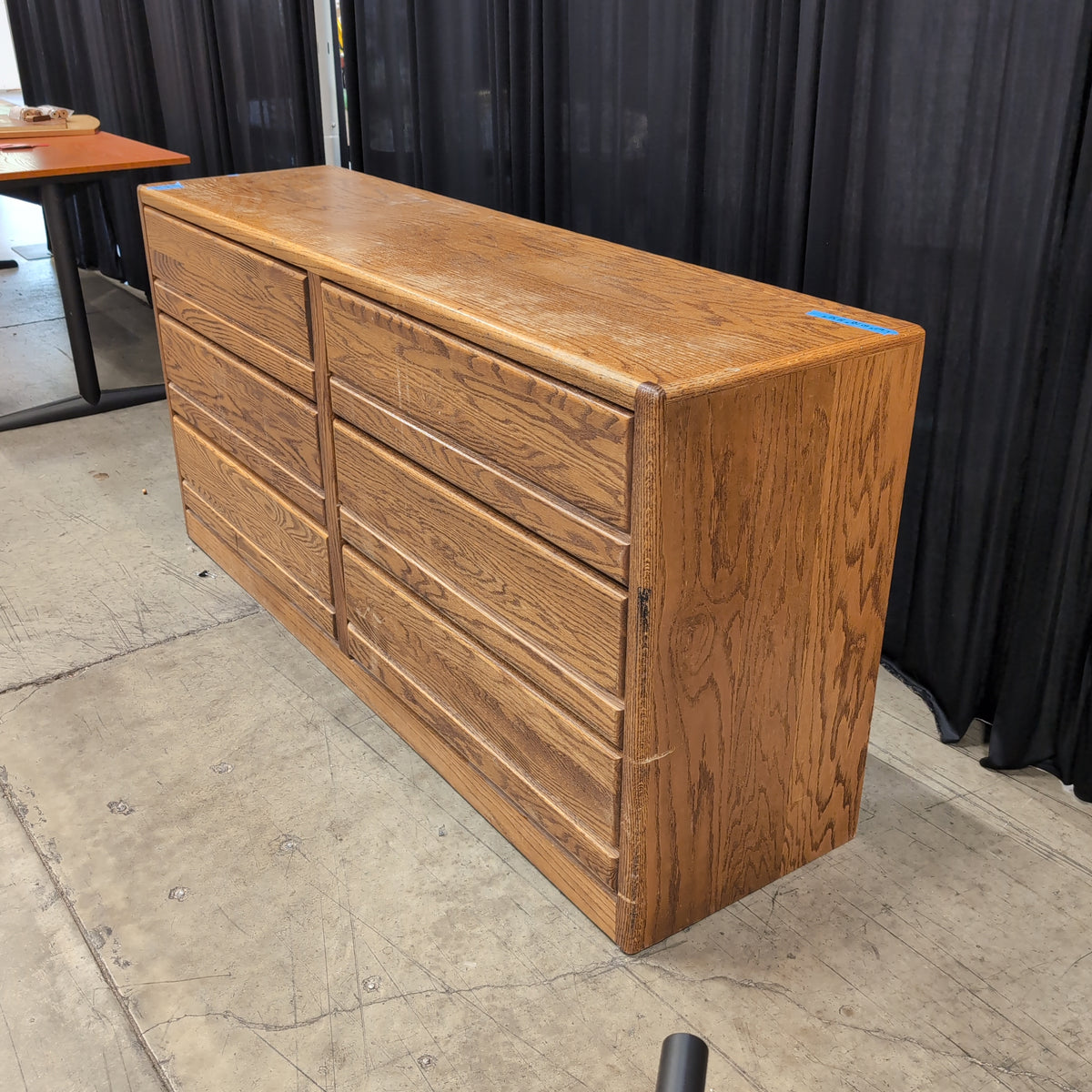 Light Brown Oak Grain Six-Drawer Dresser