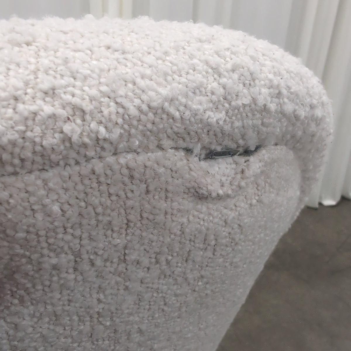 Cream Bouclé Armchair with Brass-Toned Feet