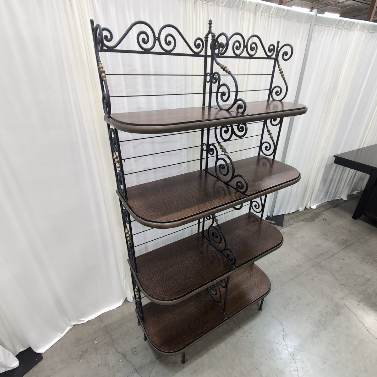 Ornate Black Metal Four-Tier Baker's Rack