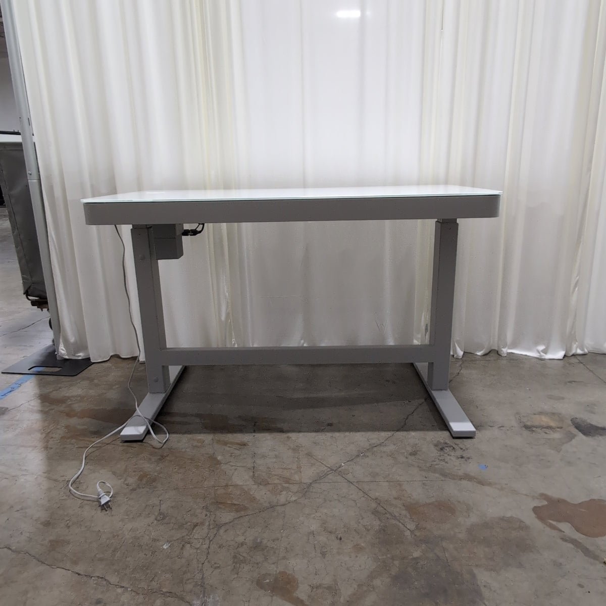 White Glass Top Adjustable Height Desk