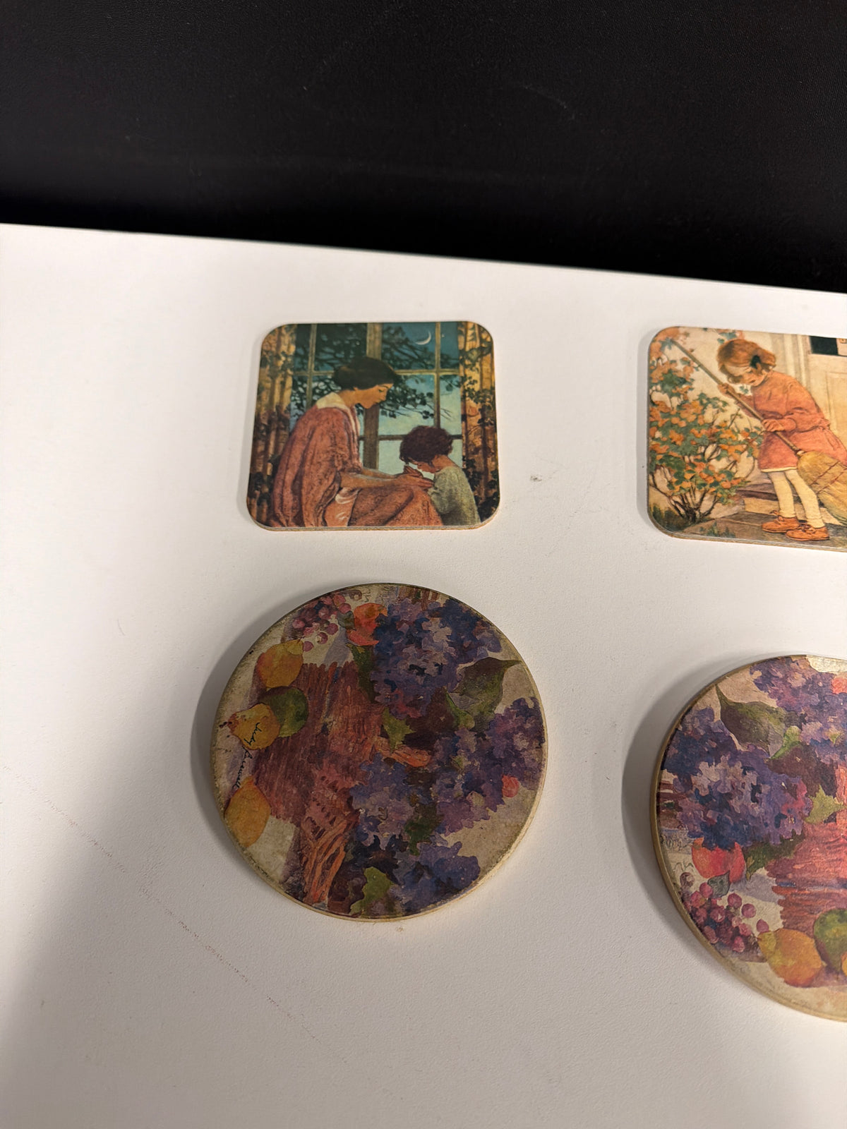 Set of Six Vintage Style Art Print Coasters