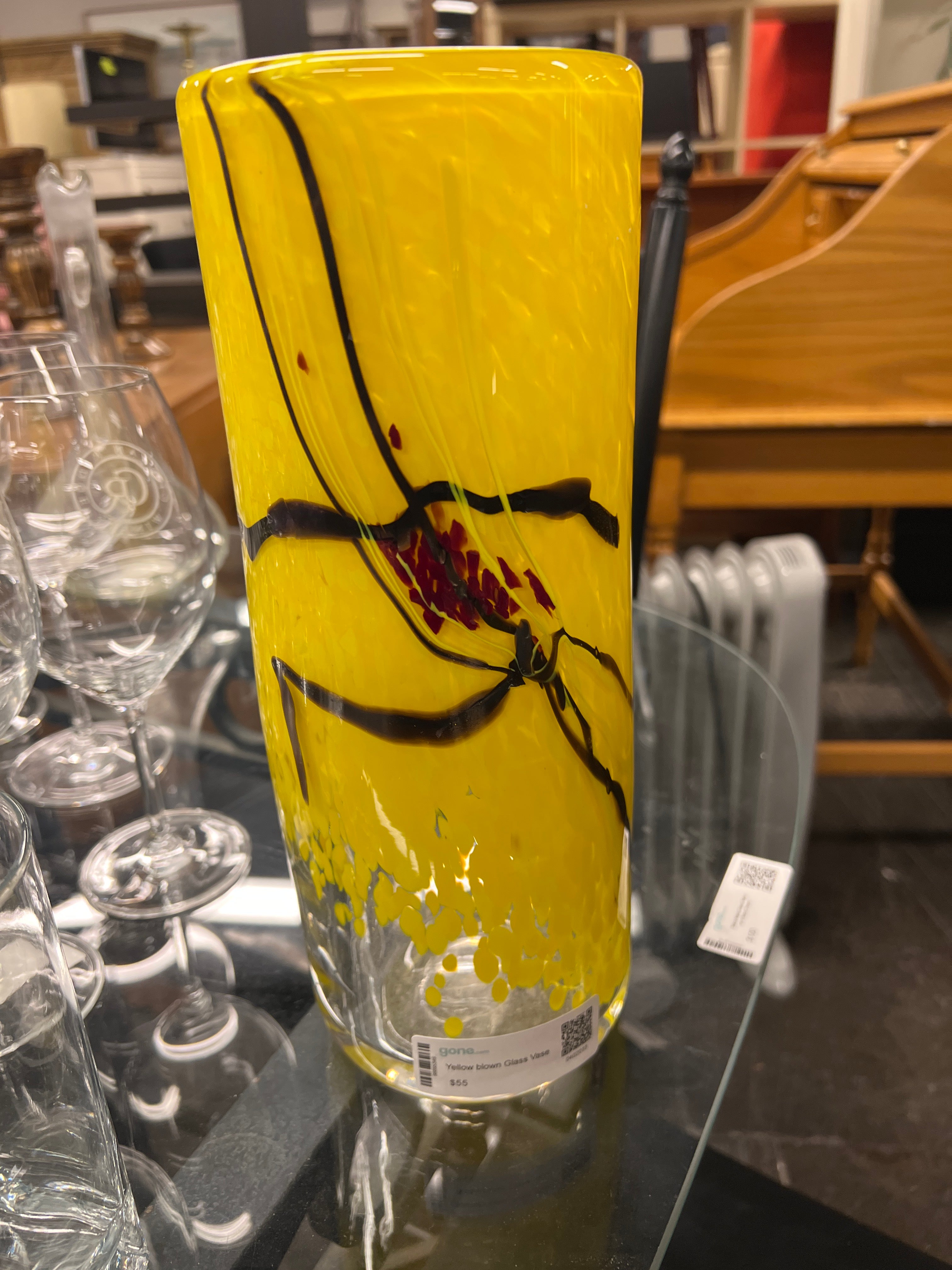 Yellow blown Glass Vase
