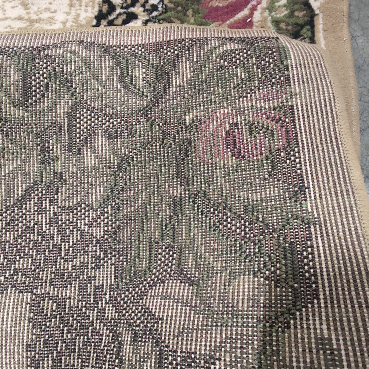 Traditional Beige Floral and Leopard Print Border Area Rug