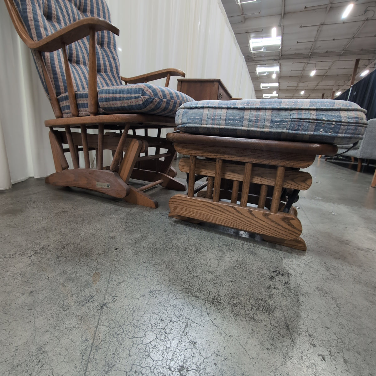 Traditional Wood Rocking Chair and Ottoman Set