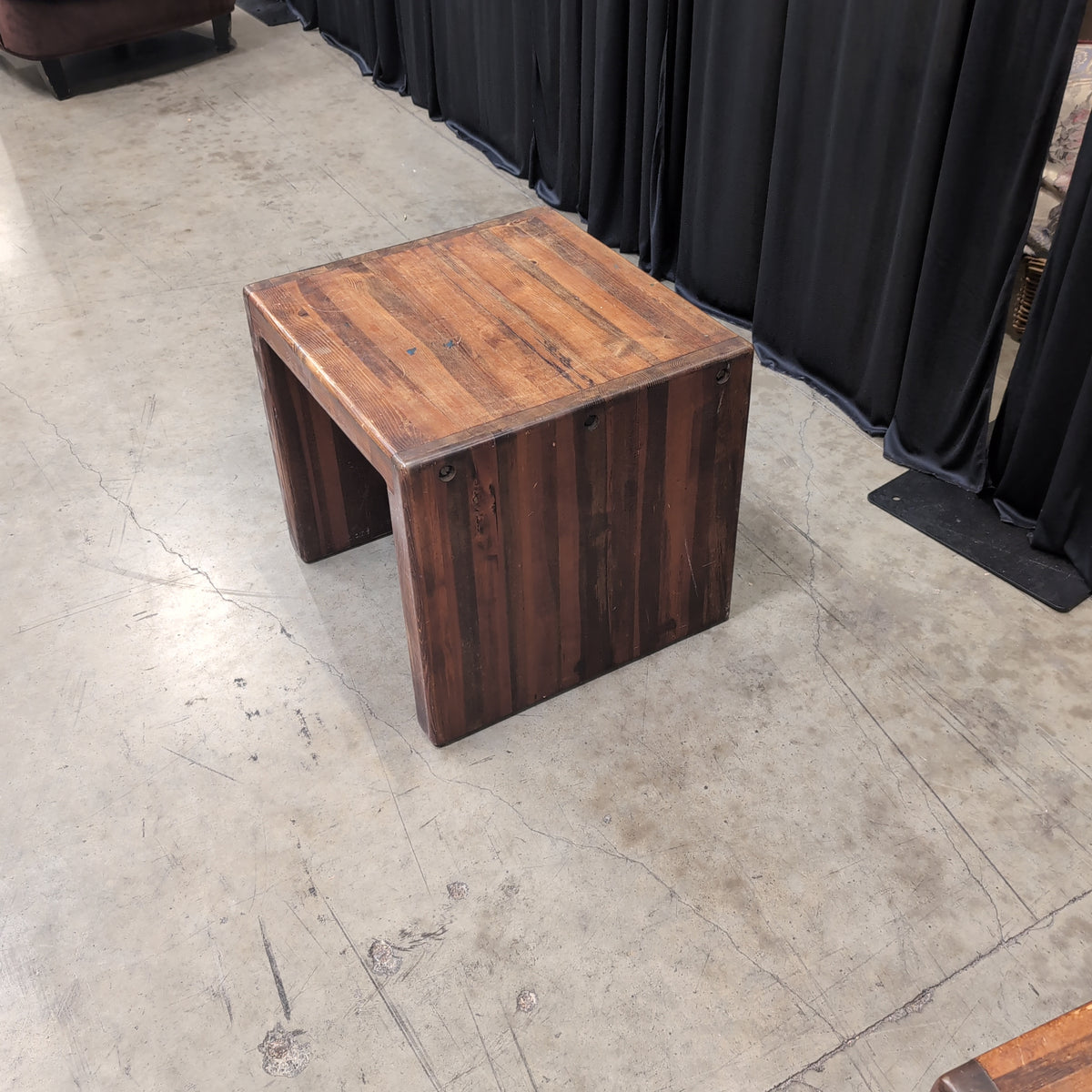Rustic Stained Wood End Table