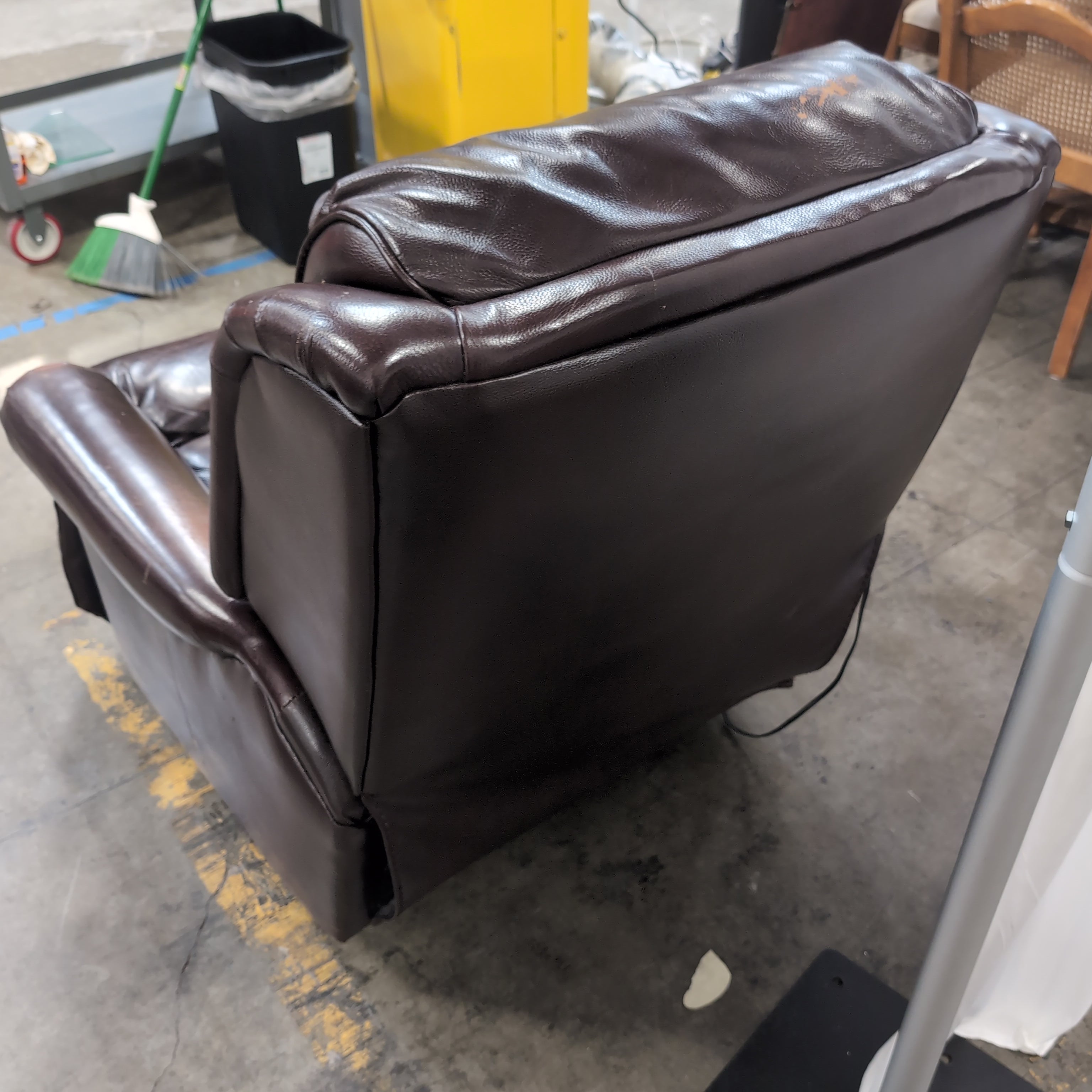 Plush Burgundy Padded Recliner in Leather