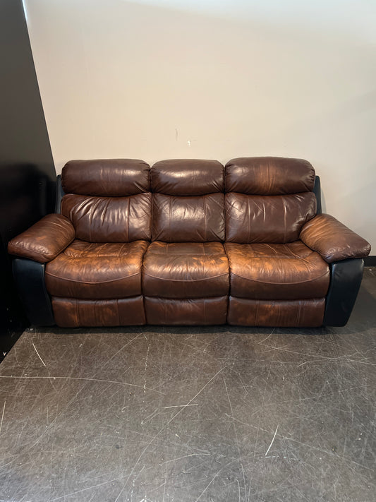 Brown Leather Reclining Sofa
