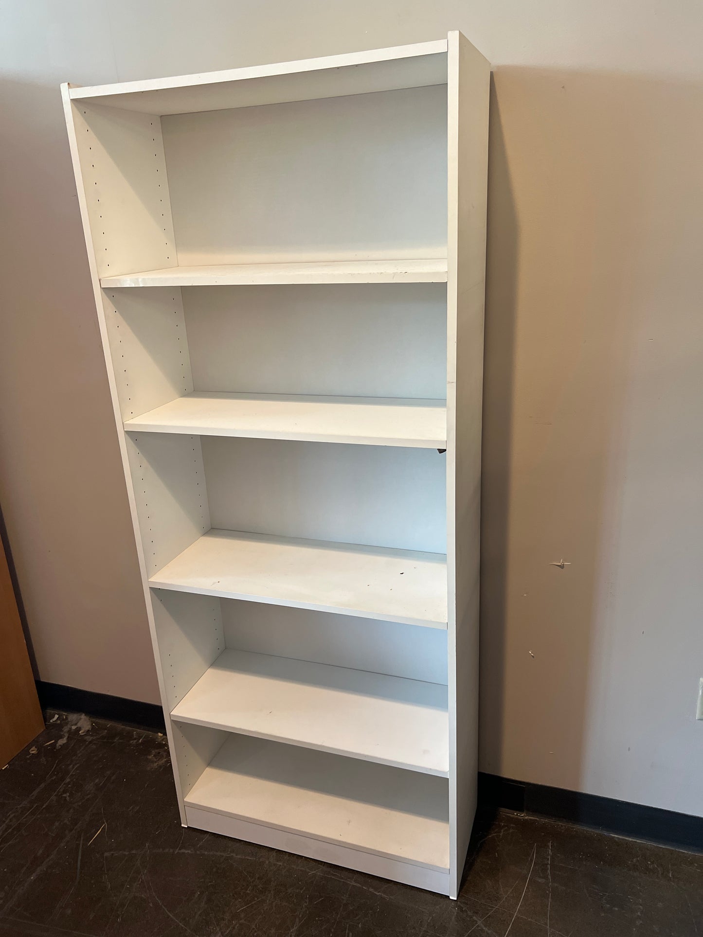 Tall White 5-Shelf Bookcase