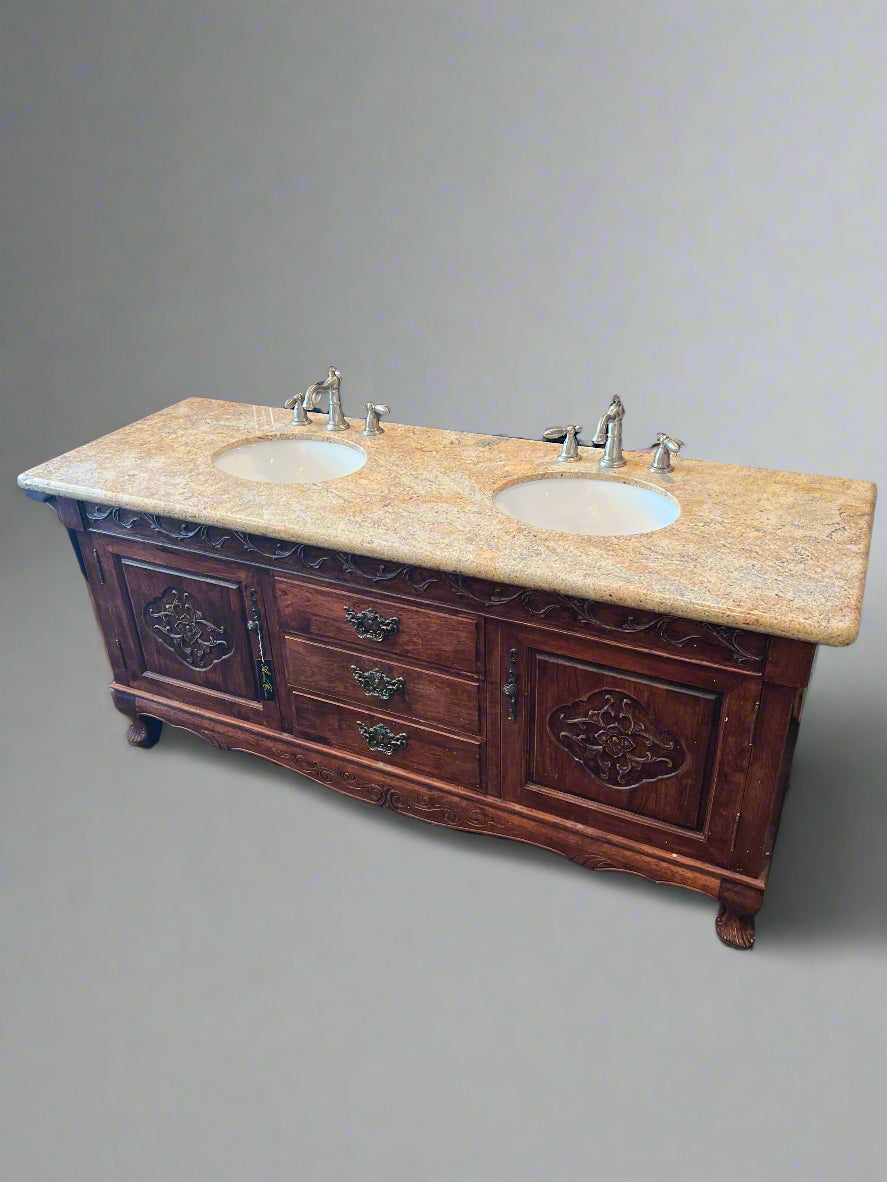 Double Sink Granite Top Bathroom Vanity