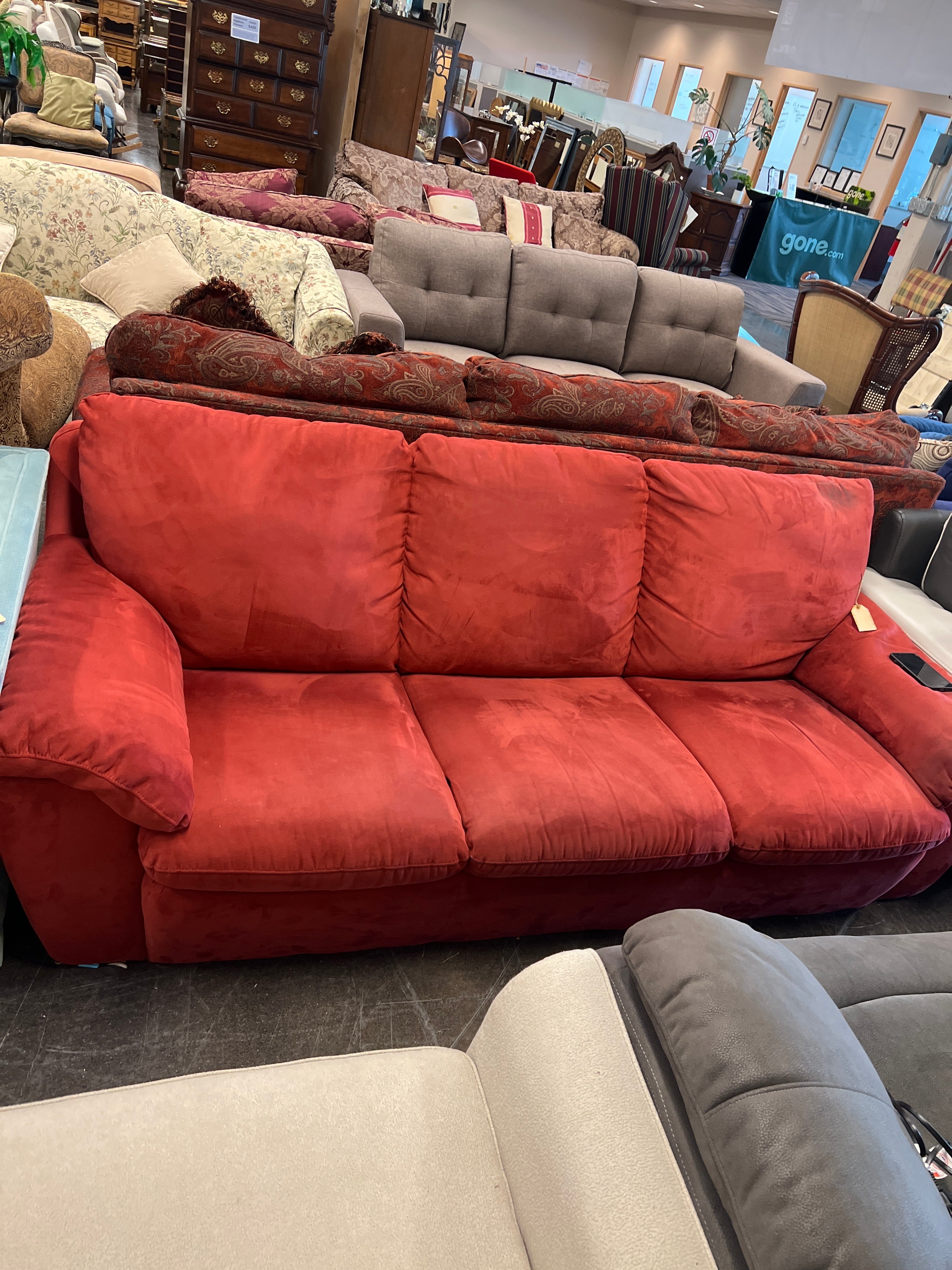 Red Microfiber Sofa