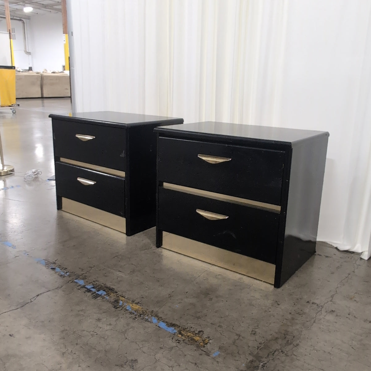 Black Lacquer Four-Drawer Dresser with Gold Pulls