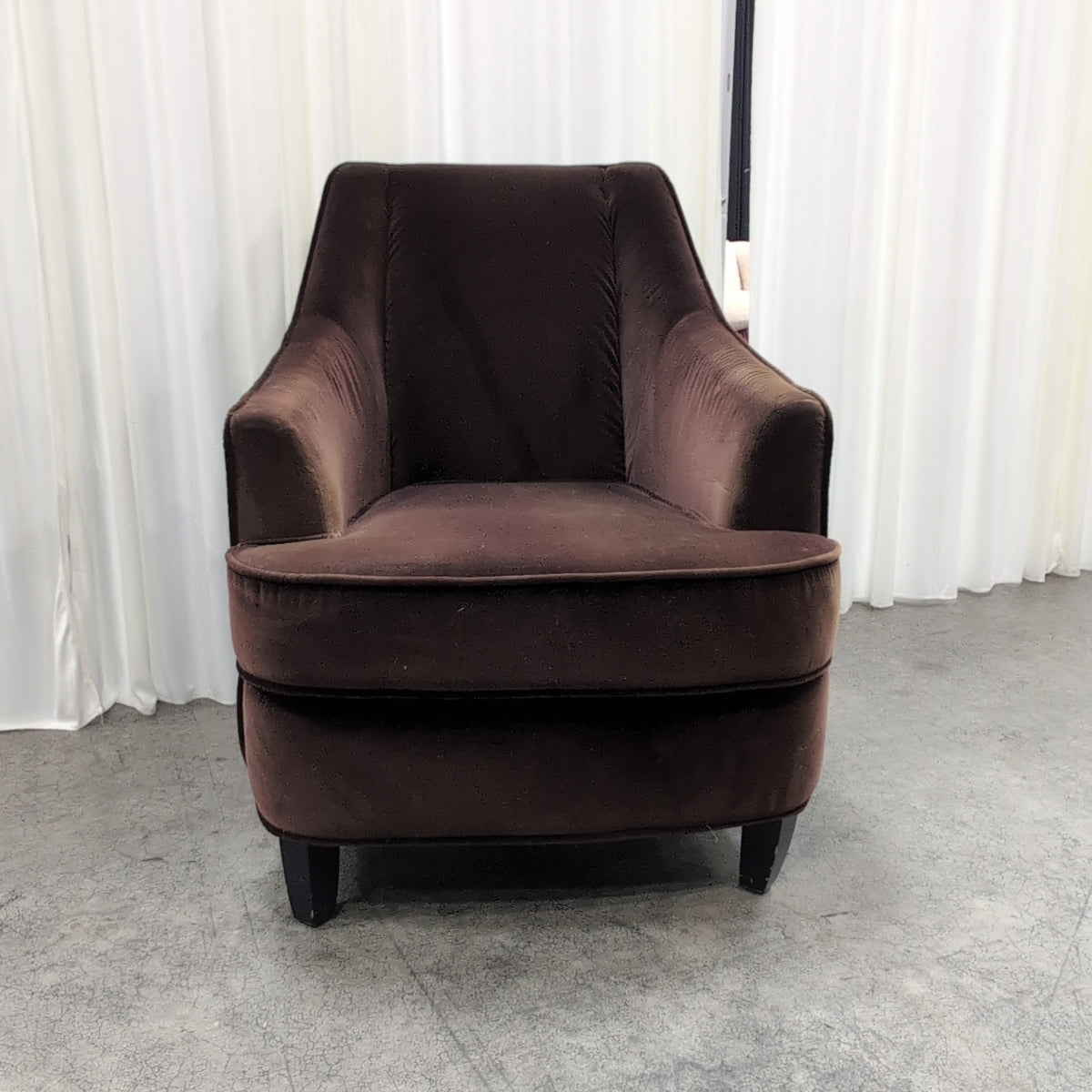 Deep Brown Velvet Upholstered Armchair