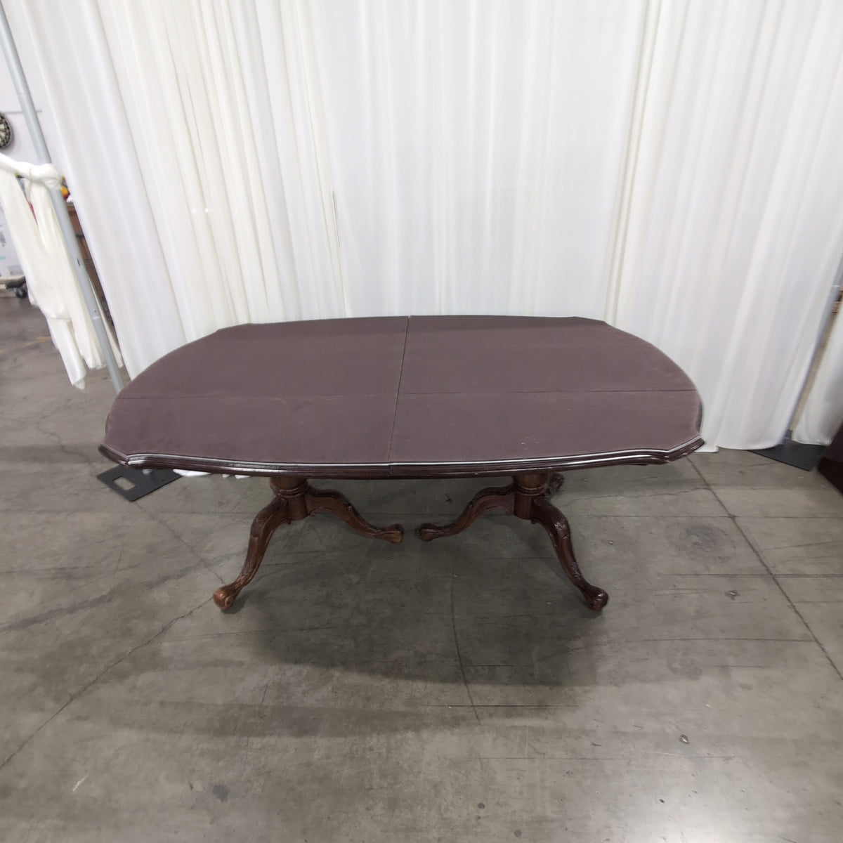 Traditional Dark Wood Oval Dining Table with Pedestal Bases