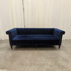 Deep Blue Tufted Velvet Couch with Nailhead Trim