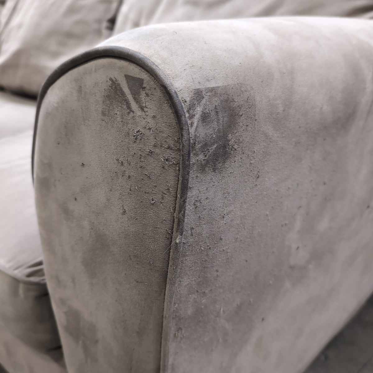 Light Beige Fabric Rolled Arm Sectional Couch