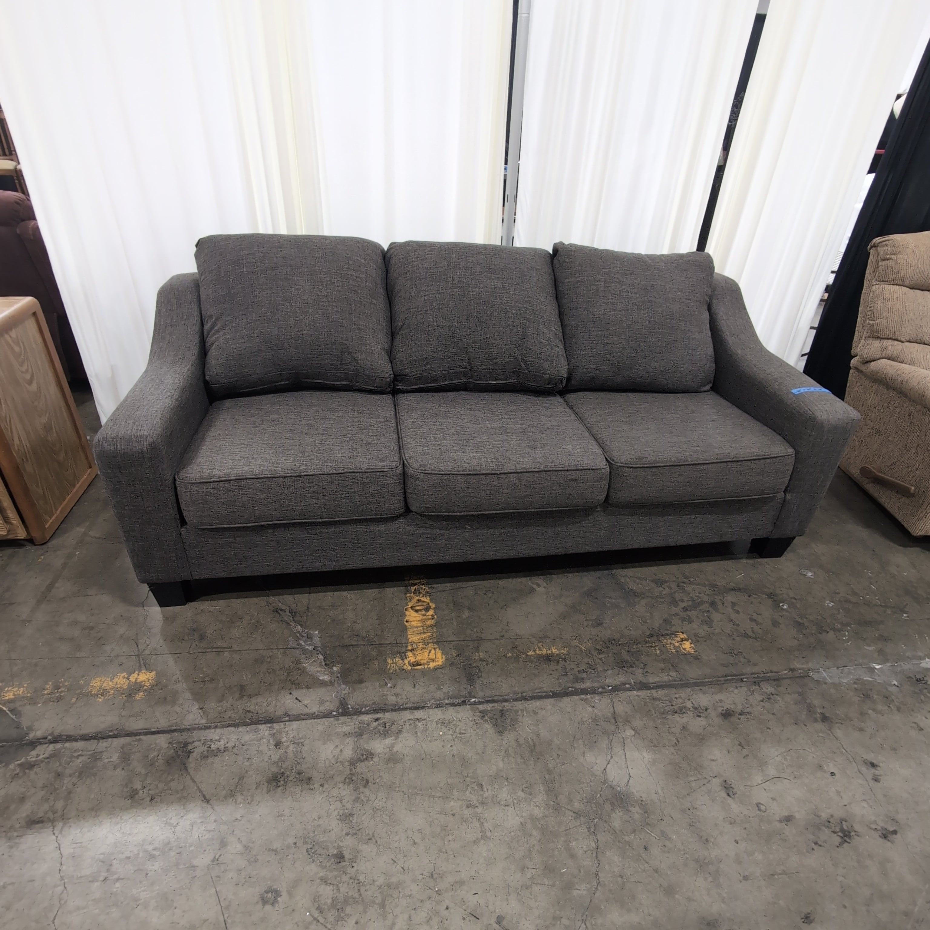 Dark Grey Fabric Track Arm Couch