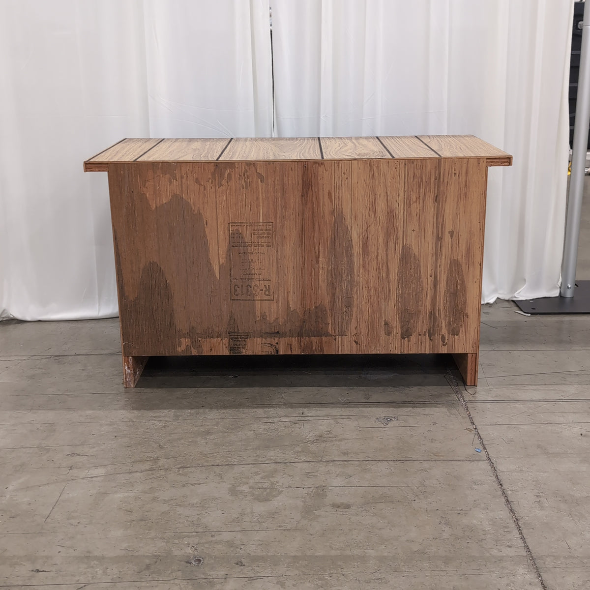 Plank Design Wood-Look TV Stand with Brass Accents