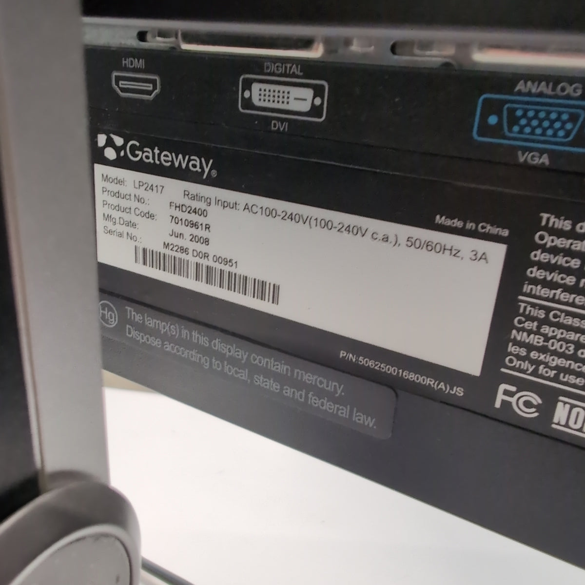Black HD Display Computer Monitor with Silver Stand