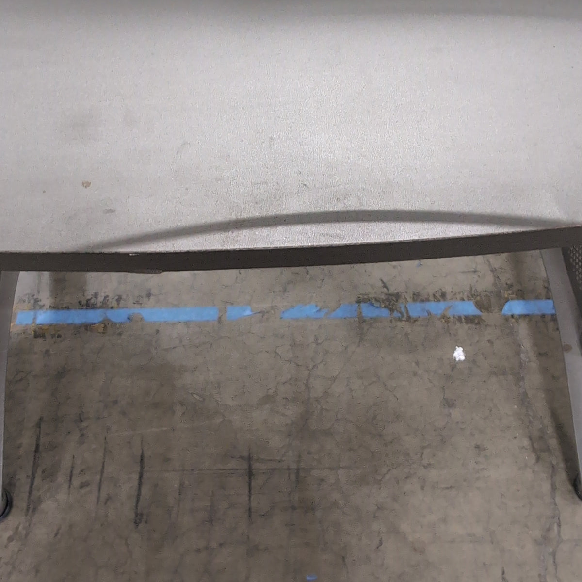 Grey Metal and Glass Kidney-Shaped Desk