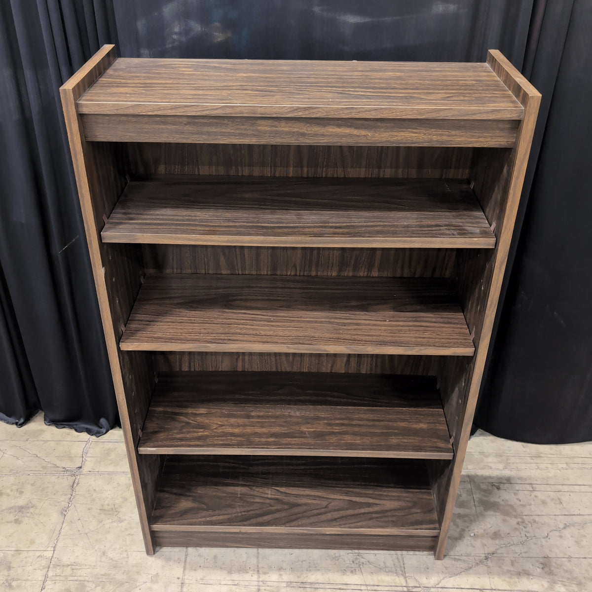 Dark Wood Grain Compact Bookcase with Adjustable Shelves