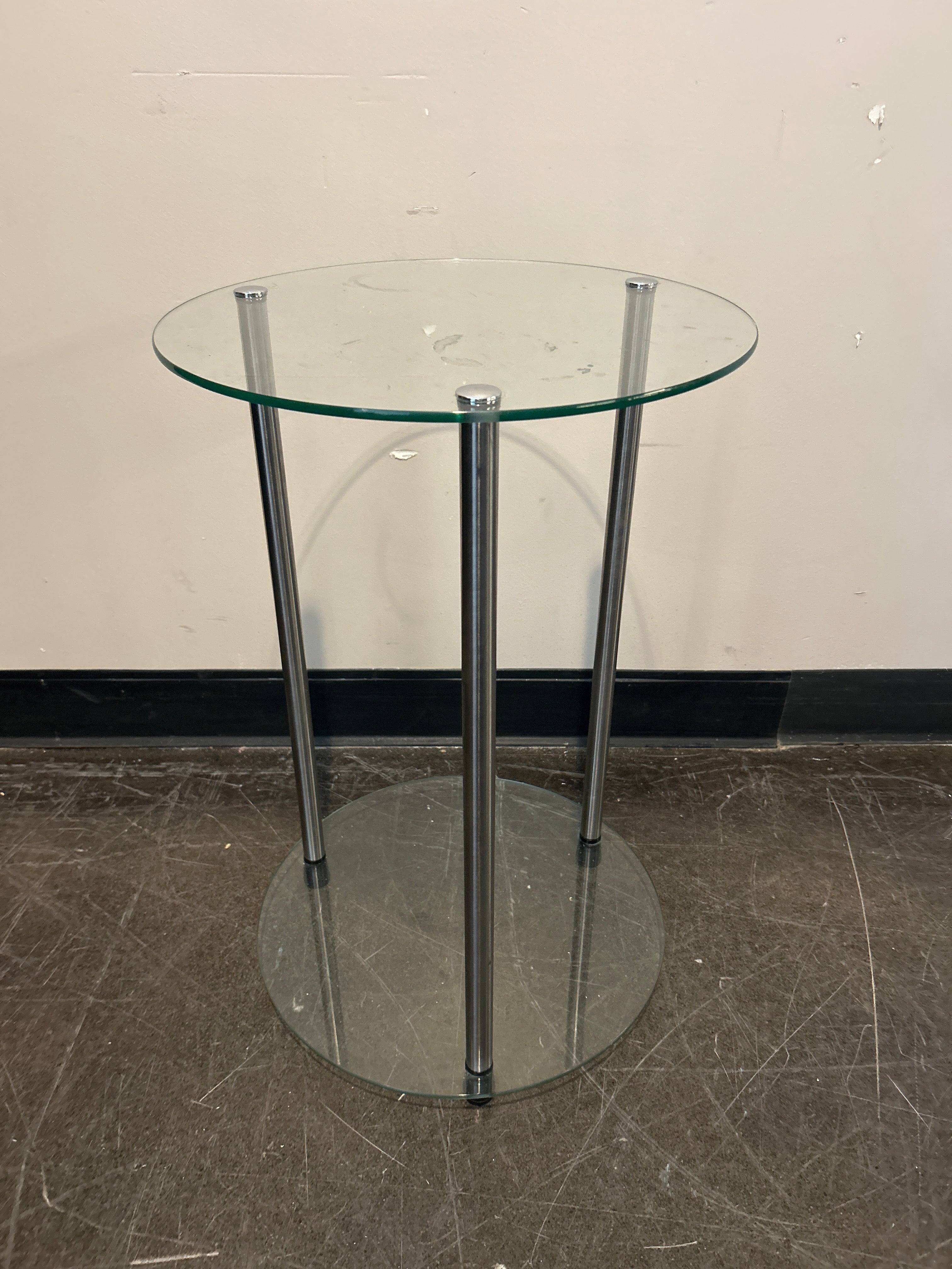 Round Glass Side Table with Chrome Legs
