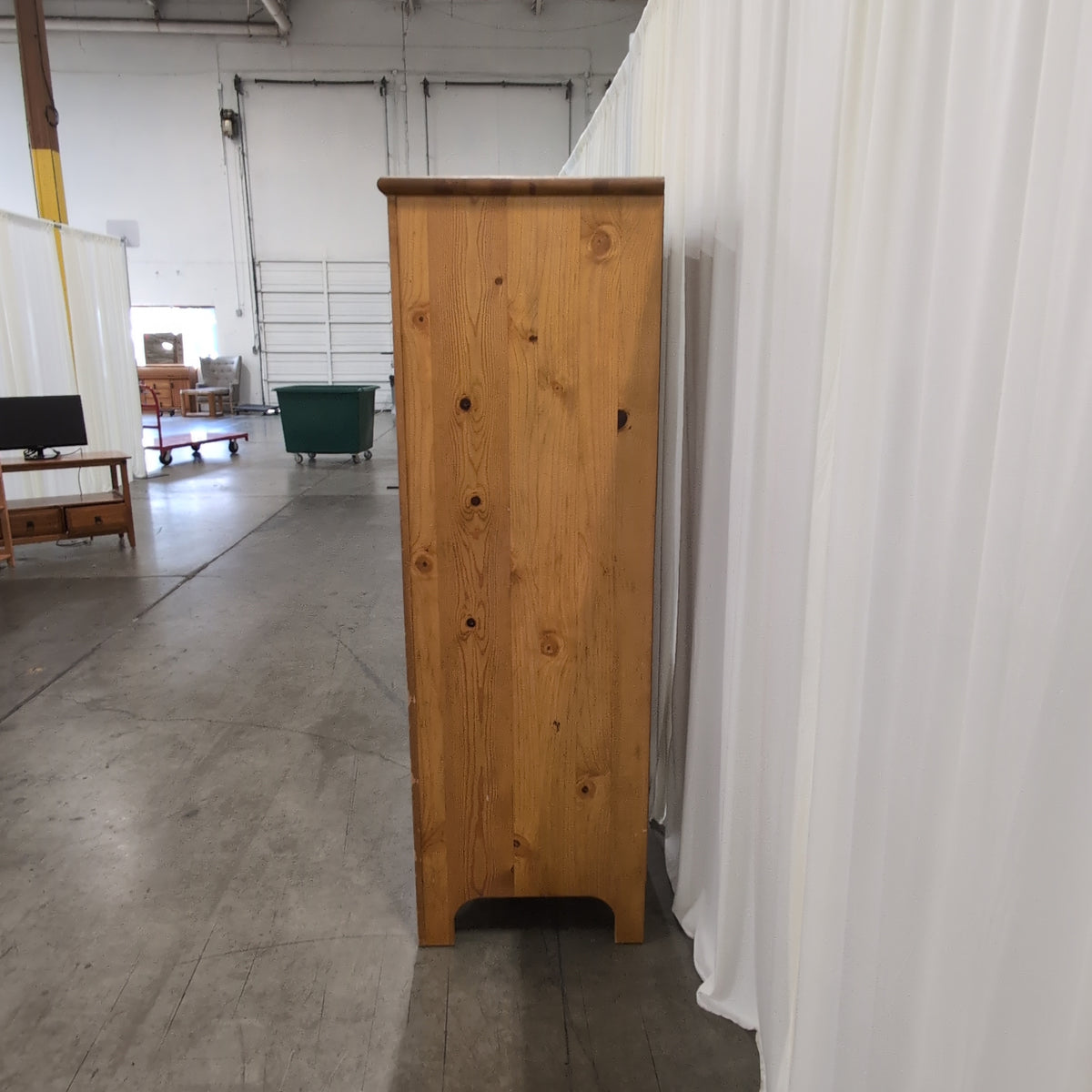 Rustic Pine Four-Door Pantry Cabinet in Natural Wood