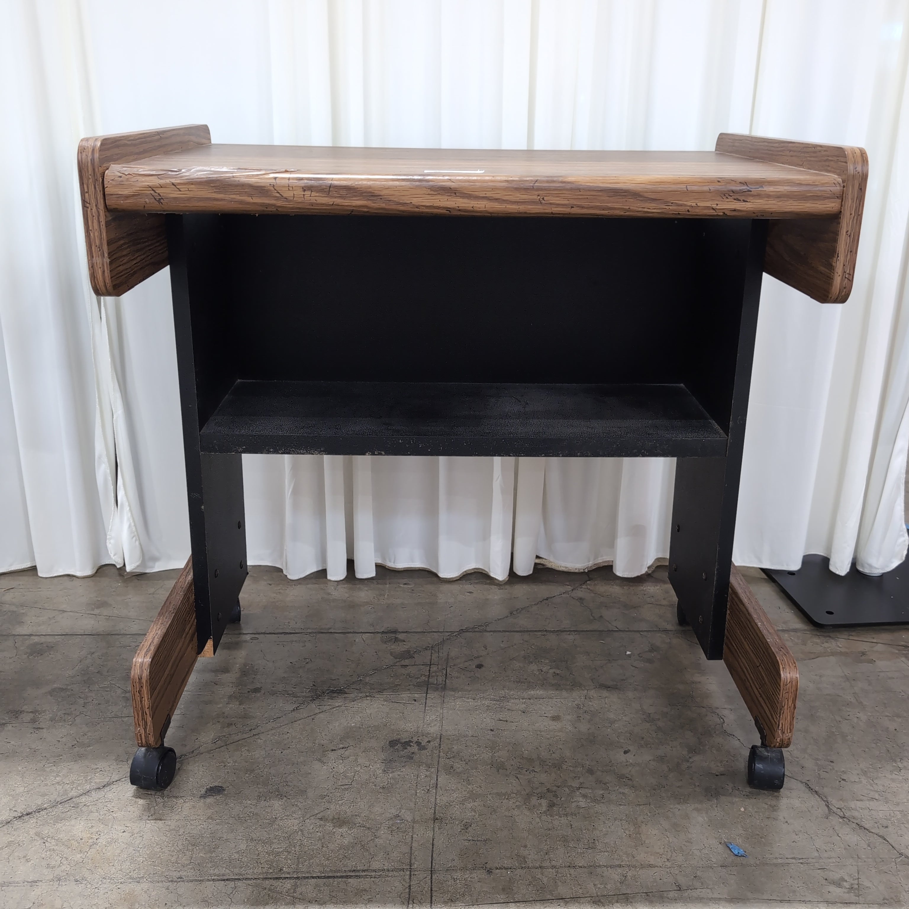 Rustic Dark Wood Desk with Lower Shelf