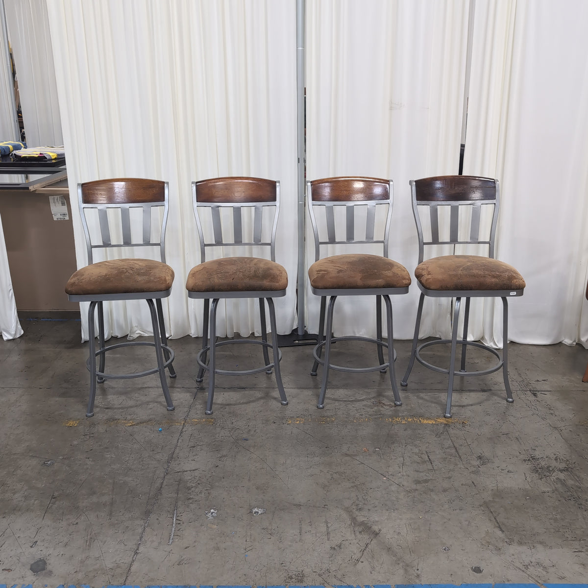Set of four Dark Wood and Metal Frame Dining Chair