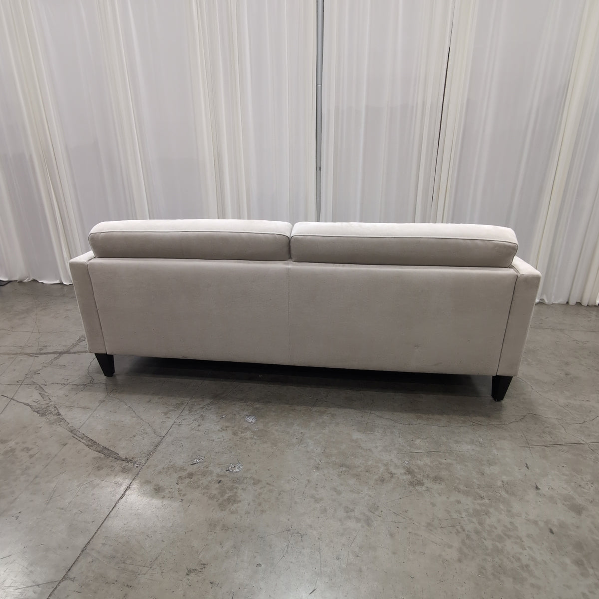 Light Beige Fabric Couch with Tufted Back Cushions