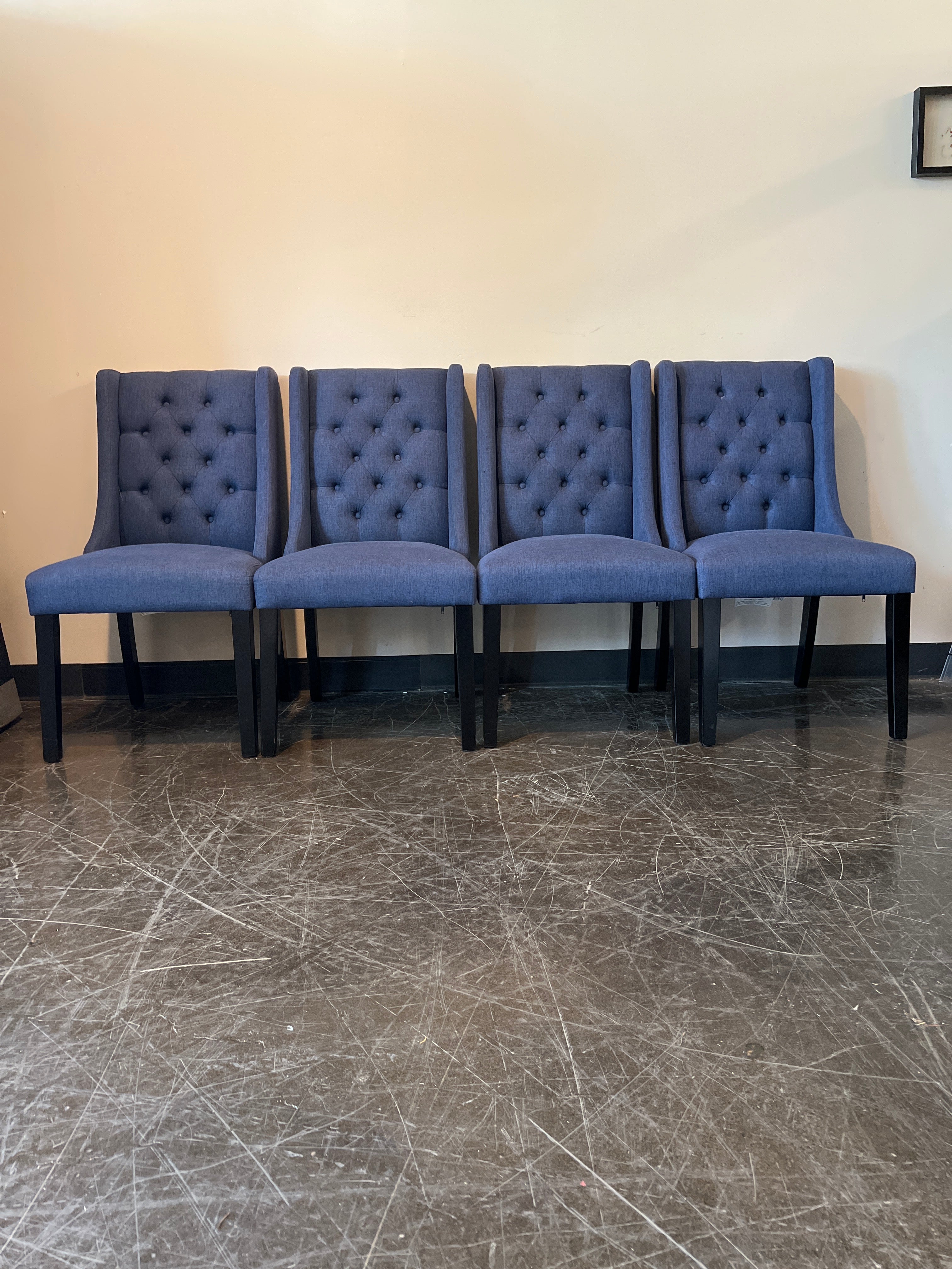 Tufted Navy Blue Dining Chairs