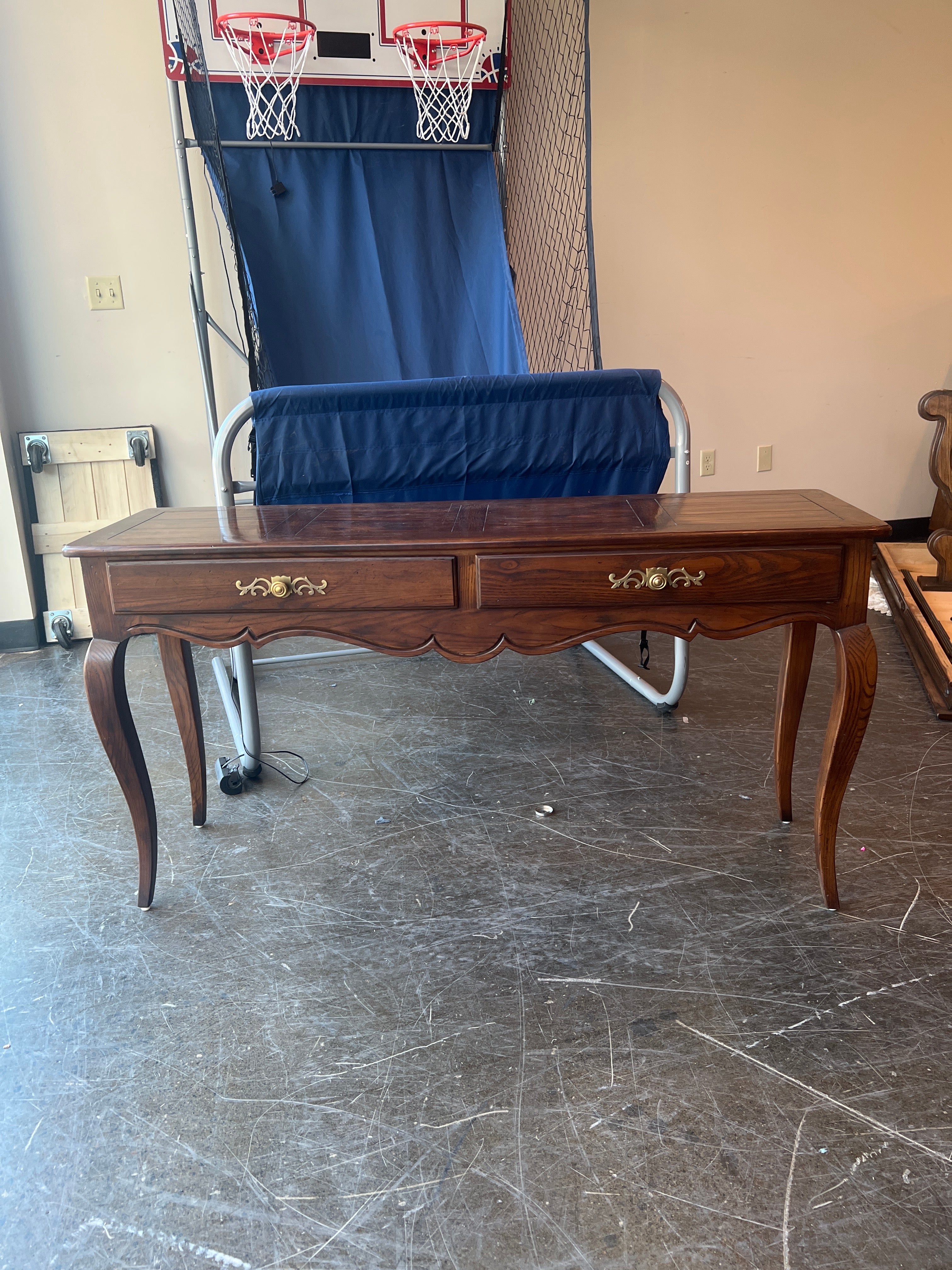 Vintage Henredon French Provincial Two Drawer Sofa Table / Console Table